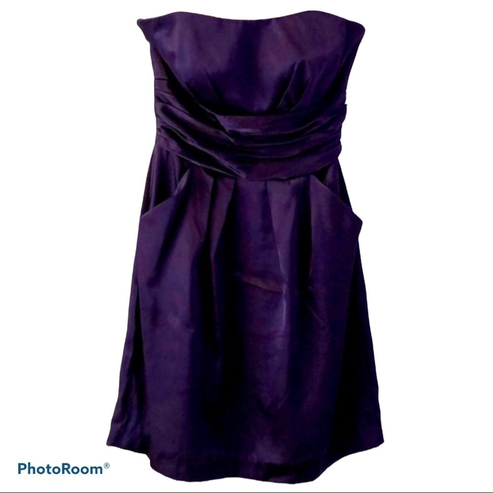 David’s bridal purple Satin strapless mini dress Sz 12